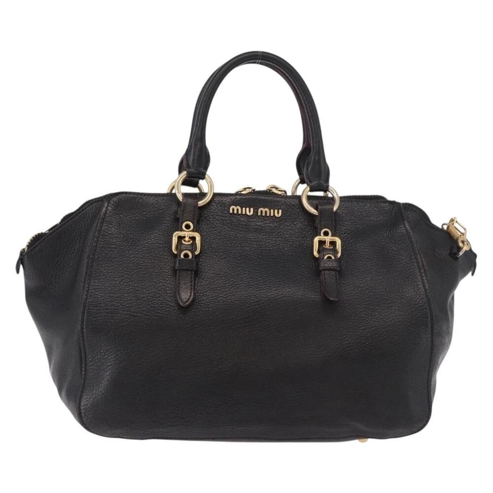 Miu Miu Matelasse Leather Handbag Black